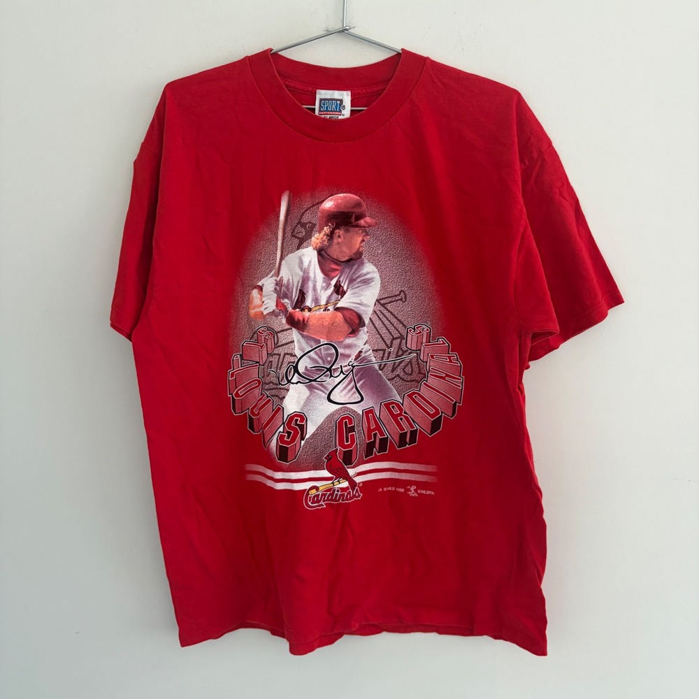 Vintage 1998 Mark McGwire St Louis Cardinals Sport Attack Red T-Shirt XL